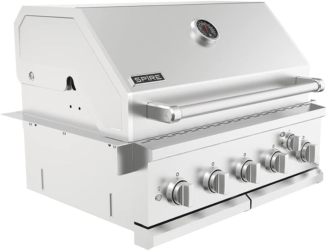 0d9b8ccbcc75c1f796f59a83b639cdcb.jpg SPIRE 30" Built-in 5 Burner Dual Fuel Grill - All 304 Stainless Steel Body with 750 Sq In Cooking Area & Rear Burner - 740-0788P - Image 1