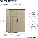 Suncast 54 cu. ft. Resin Outdoor Storage Shed - Lockable Vertical Cabinet for Garden Tools, Patio Equipment & Outdoor Gear - Image 8