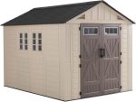 LazySunsets 8x10 FT Outdoor Storage Shed - Large Resin Shed with Floor, Windows & Lockable Door for Bike, Lawn Tools, Garbage Can - Image 9