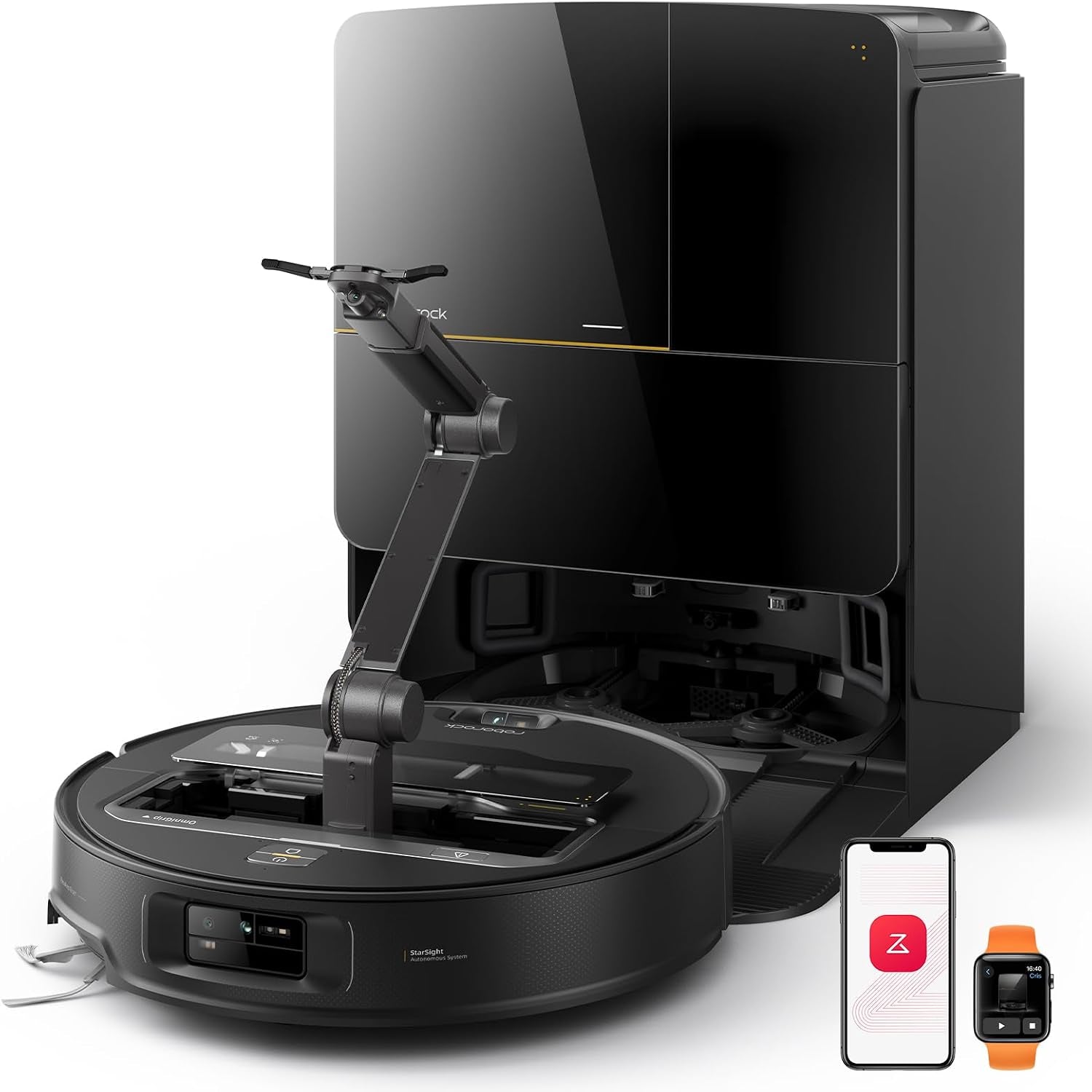 31133144b77d680b3241cc25e0fb74a4.jpg roborock Saros Z70 Robot Vacuum and Mop - 22,000Pa Suction with OmniGrip Mechanical Arm & StarSight Navigation - Saros Z70 (Black) - Image 1
