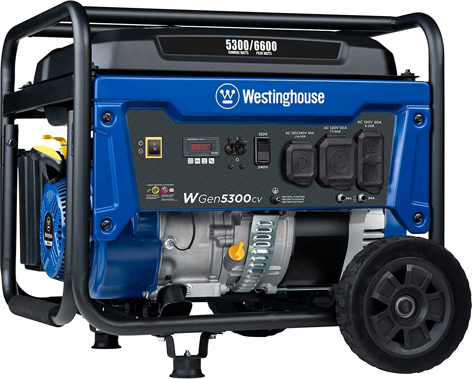 34d9091fe17ae244cd73930794c39f42.jpg Westinghouse WGen5300cv Portable Generator - 6600 Peak Watts with CO Sensor & Transfer Switch Ready - WGen5300cv - Image 1