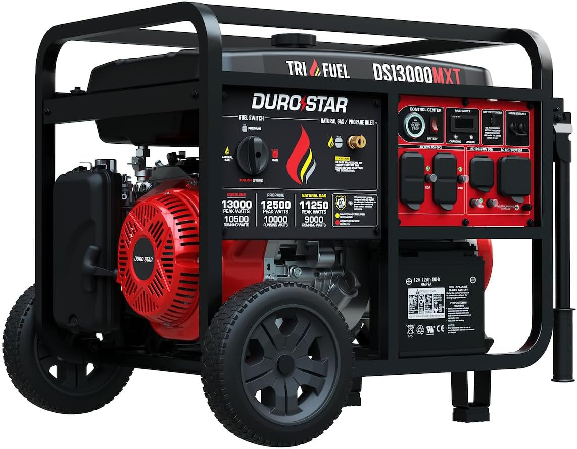382a2e6a18939bc5512ad90f6d151c61.jpg DuroStar DS13000MXT Tri-Fuel Portable Generator - 13000W Peak with Gas, Propane & Natural Gas - DS13000MXT - Image 1