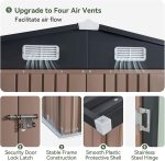 Aoxun 12x10 FT Outdoor Storage Shed - Metal Garden Shed with Double Hinged Doors for Lawn Tools, Bikes & Patio Furniture - Image 7