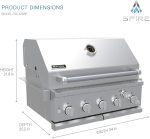 SPIRE 30" Built-in 5 Burner Dual Fuel Grill - All 304 Stainless Steel Body with 750 Sq In Cooking Area & Rear Burner - 740-0788P - Image 2