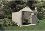 Suncast 8x10 FT Outdoor Storage Shed - Large Resin Shed with Floor, Lockable Double Doors & Skylights for Lawn Tools, Riding Mowers & Bikes - Image 2