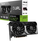 ASUS Dual GeForce RTX 5060 Ti 16GB GDDR7 OC Edition Graphics Card - 16GB GDDR7 with Axial-Tech Fans & Dual BIOS - DUAL-RTX5060TI-O16G