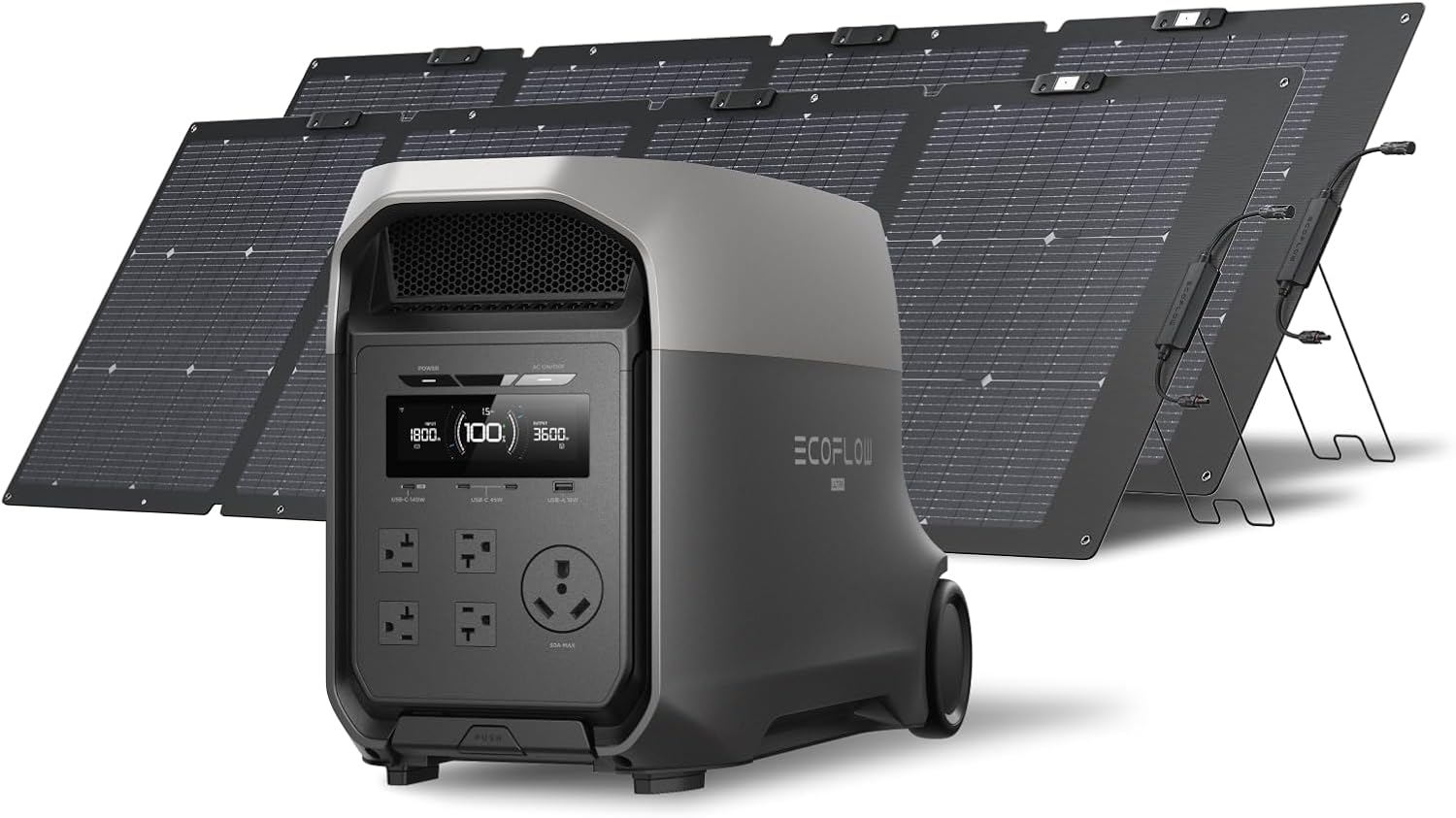 617aQFI4DGL._AC_SL1500.jpg EF ECOFLOW DELTA 3 Ultra Solar Generator with 2x220W Solar Panels - 3072Wh LiFePO4 with 3600W Output & 7200W Surge - EF-DL-H01-3U - Image 1