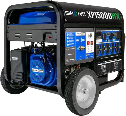 DuroMax XP15000HX Dual Fuel Portable Generator - 15,000W Gas/14,250W Propane with Remote Electric Start & CO Alert - XP15000HX