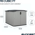 Suncast Horizontal Storage Shed - 98 cu ft Resin Shed with Sliding Lid & Lockable Doors for Bikes, Mowers & Patio Furniture - Image 7