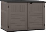 Suncast Horizontal Stow-Away Storage Shed - 70 cu ft Resin Shed with Hinged Lid & Lockable Doors for Trash Cans, Bikes & Yard Tools