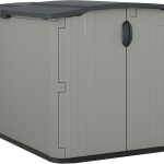 Suncast Horizontal Storage Shed - 98 cu ft Resin Shed with Sliding Lid & Lockable Doors for Bikes, Mowers & Patio Furniture