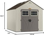 Suncast 8x10 FT Outdoor Storage Shed - Large Resin Shed with Floor, Lockable Double Doors & Skylights for Lawn Tools, Riding Mowers & Bikes - Image 6