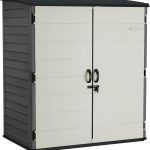 Suncast XL Vertical Storage Shed - 106 Cu Ft Resin Shed with Lockable Doors for Garden Tools, Trash Cans & Push Mowers