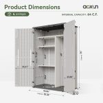 Aoxun Resin Storage Shed - 64 cu ft Outdoor Shed with Metal Shelving Kit, Floor & 4-Door Design for Garden Tools & Equipment - Image 6