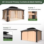SOLUMIA 10x12 FT Hardtop Gazebo - Galvanized Steel Double Roof with Heavy-Duty Steel Frame, Netting & Curtains for Patio, Backyard & Outdoor Gatherings - Image 9