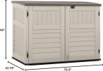 Suncast 5.9 x 3.7 FT Horizontal Storage Shed - Resin Outdoor Stow-Away Cabinet with Hinged Lid for Trash Cans, Bikes & Garden Tools - Image 7