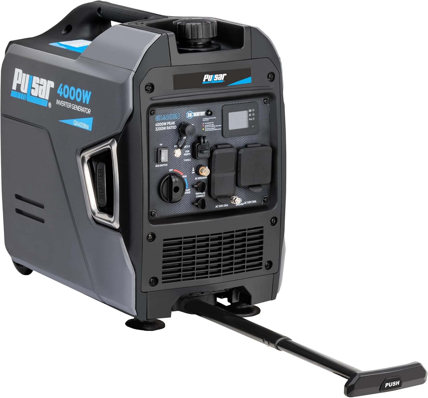 718kW2FeHCL._AC_SL1500-1.jpg Pulsar GX400BN Dual Fuel Inverter Generator - 4000W Gas/3600W Propane with CO Sentry & Handle/Wheels - GX400BN - Image 1