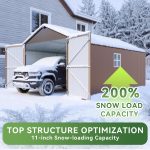 Aoxun 12x20x9.3 FT Metal Storage Shed - 1700 cu ft Outdoor Garage with Double Doors, Side Door & Windows for Vehicles & Garden Tools - Image 7