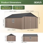 Aoxun 12x20x9.3 FT Metal Storage Shed - 1700 cu ft Outdoor Garage with Double Doors, Side Door & Windows for Vehicles & Garden Tools - Image 2