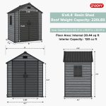 ZYJOYY 6x4.4 FT Outdoor Storage Shed - 16mm Resin Shed with Floor, Window & Lockable Doors for Backyard, Garden Tools & Bikes - Image 2