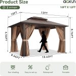 Aoxun 12x10 FT Hardtop Gazebo - Polycarbonate Double Roof with Curtains & Netting for Patio, Backyard & Outdoor Gatherings - Image 4