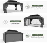 Aoxun 12x16 FT Hardtop Gazebo - Aluminum Outdoor Gazebo with Drainage System, Double Roof & Netting for Patio, Backyard & Gatherings - Image 8