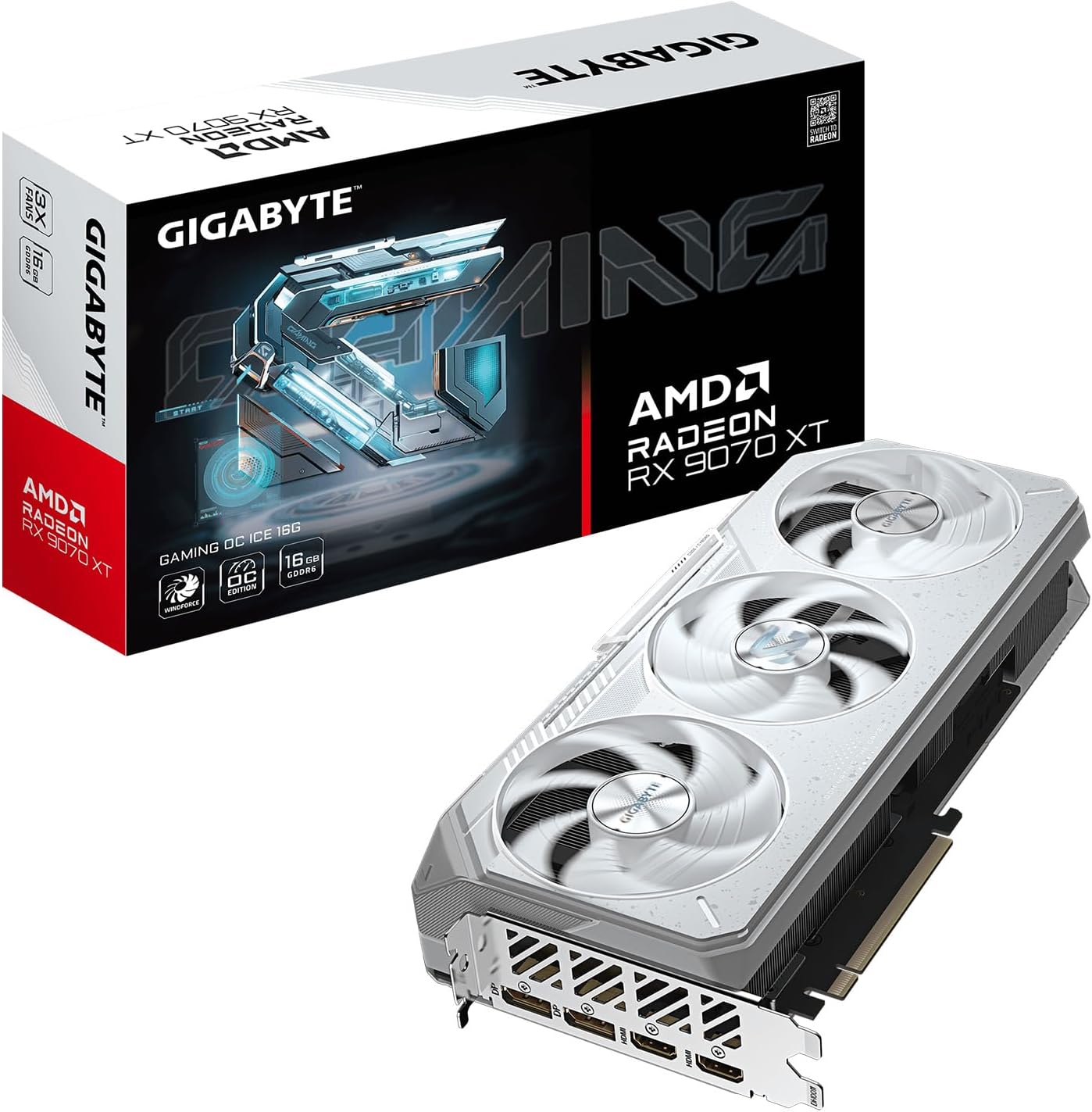 71K0UowGoLL._AC_SL1500.jpg GIGABYTE Radeon RX 9070 XT Gaming OC ICE 16G Graphics Card - 16GB GDDR6, WINDFORCE Cooling, Dual BIOS - GV-R907XGAMINGOCICE-16GD - Image 1