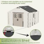 Greesum 10x8 FT Outdoor Storage Shed - Resin Shed with Floor, 3 Windows & Skylights for Garden Tools, Patio & Backyard Storage - Image 5