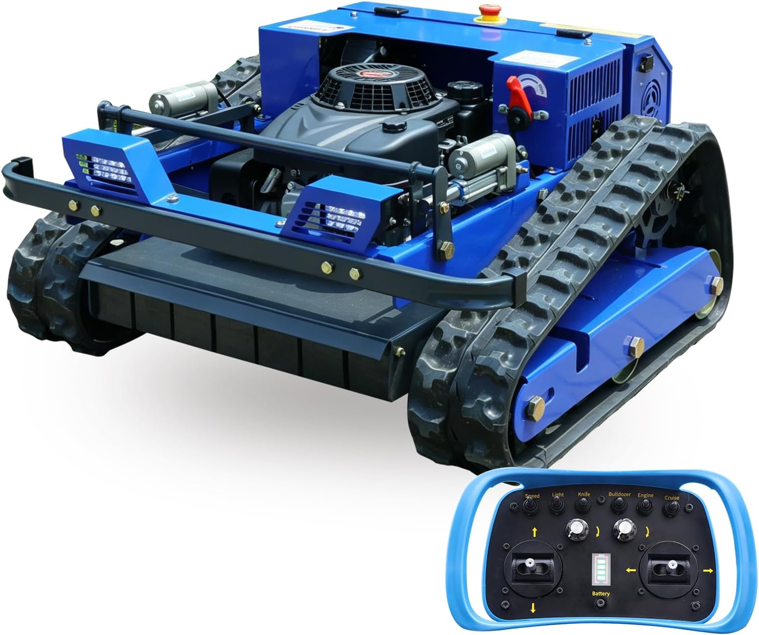 71OxusPpAvL._AC_SL1500.jpg AIWEIYA AWY-550 Remote Control Lawn Mower - Gas-Electric Hybrid Crawler Mower for 45° Slopes - AWY-550 - Image 1