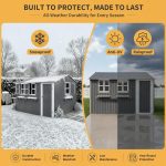 KEIKI 12x10 FT Outdoor Metal Storage Shed - Heavy Duty Steel Shed with 3 Clear Windows, Flower Rack & Lockable Door for Backyard, Garden & Patio - Image 6