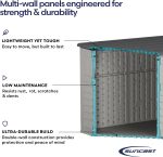 Suncast Horizontal Stow-Away Storage Shed - 70 cu ft Resin Shed with Hinged Lid & Lockable Doors for Trash Cans, Bikes & Yard Tools - Image 4