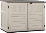 Suncast 5.9 x 3.7 FT Horizontal Storage Shed - Resin Outdoor Stow-Away Cabinet with Hinged Lid for Trash Cans, Bikes & Garden Tools