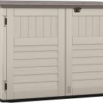 Suncast 5.9 x 3.7 FT Horizontal Storage Shed - Resin Outdoor Stow-Away Cabinet with Hinged Lid for Trash Cans, Bikes & Garden Tools