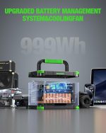 GRECELL T-1000 Portable Power Station - 999Wh Solar Generator with 1000W Output & 10-Port Charging - T-1000 - Image 3