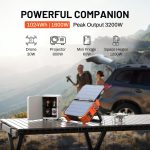 BROWEY S1600 Portable Power Station - 1024Wh LiFePO4 with 1600W Output & Built-in 40W Solar Panel - DS-S1600 (Orange) - Image 3