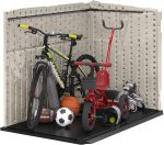Suncast 5.9 x 3.7 FT Horizontal Storage Shed - Resin Outdoor Stow-Away Cabinet with Hinged Lid for Trash Cans, Bikes & Garden Tools - Image 6