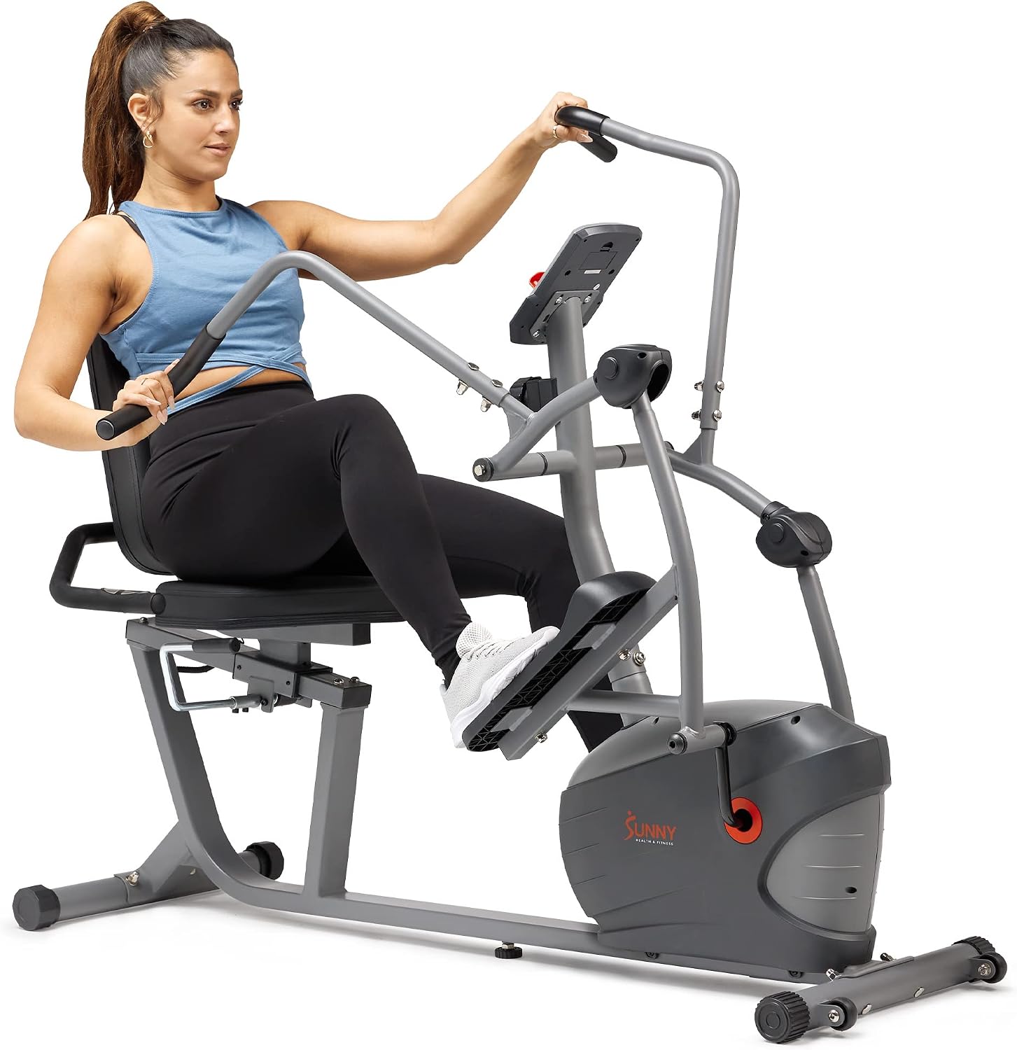 71T3VxW8LcL._AC_SL1500.jpg Sunny Health & Fitness Recumbent Cross Trainer with 8 Resistance Levels & SunnyFit App - SF-RBE420035 - Image 1