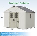 Greesum 10x8 FT Outdoor Storage Shed - Resin Shed with Floor, 3 Windows & Skylights for Garden Tools, Patio & Backyard Storage - Image 2