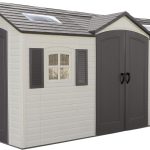 Lifetime 15x8 FT Dual-Entry Outdoor Storage Shed - Steel-Reinforced HDPE Shed with Skylights, Windows & Shelving for Backyard & Garden Storage