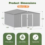 ZEXGONEST 10x12 FT Metal Storage Shed - Heavy Duty Outdoor Shed with Lockable Double Doors, Sloped Roof & Vents for Garden Tools & Equipment - Image 2