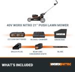 WORX 40V 21" Push Cordless Lawn Mower with (2) 5.0Ah Batteries - WG752 - Image 8