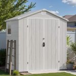 Patiowell 6x4 FT Outdoor Storage Shed - Plastic Resin Shed with Floor, Lockable Door & UV Protection for Garden Tools, Bikes & Lawn Equipment