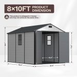 Patiowell 8x10 FT Outdoor Storage Shed - Resin Shed with Floor, Lockable Door & Window for Garden Tools, Bikes & Lawn Equipment - Image 5