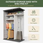 Aoxun Resin Storage Shed - 64 cu ft Outdoor Shed with Metal Shelving Kit, Floor & 4-Door Design for Garden Tools & Equipment - Image 4