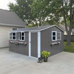 KEIKI 12x10 FT Outdoor Metal Storage Shed - Heavy Duty Steel Shed with 3 Clear Windows, Flower Rack & Lockable Door for Backyard, Garden & Patio - Image 9