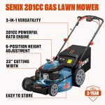 SENIX 22" 3-in-1 Self-Propelled Gas Lawn Mower with 201cc Engine - HI6 - Image 2