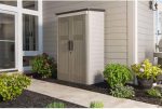 Rubbermaid 4x2.5 FT Vertical Storage Shed - Resin Outdoor Cabinet with Floor for Garden Tools, Pool Chemicals & Patio Cushions - Image 2