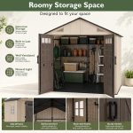 Aoxun 8x6 Ft Outdoor Storage Shed with Floor - Large Resin Shed with Lockable Door & Windows for Lawn Tools, Pool Supplies & Bikes - Image 8