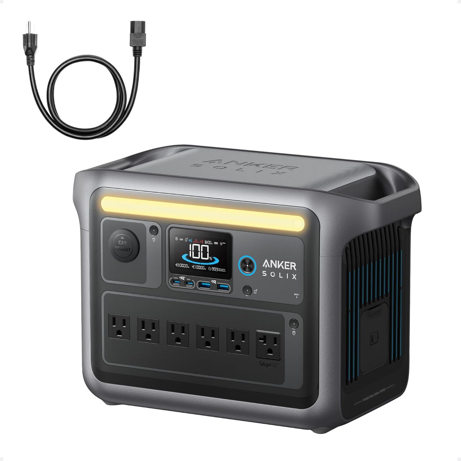 71dwbUWImEL._AC_SL1500.jpg Anker SOLIX C1000 Portable Power Station - 1,056Wh LiFePO4 with 1,800W Output & UltraFast Recharging - A1761 - Image 1