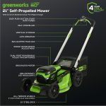 Greenworks 60V 21" Self-Propelled Lawn Mower with (2) 4.0Ah Batteries - MO60L424 - Image 2